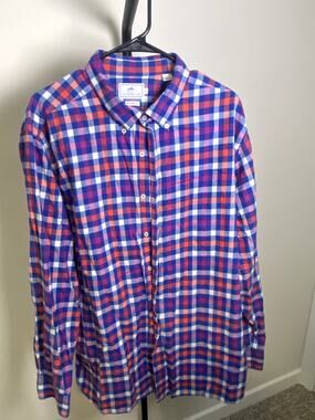 L-998 Southern Tide XL Classic Fit Plaid Button Down Shirt Men's Blue Red Purpl